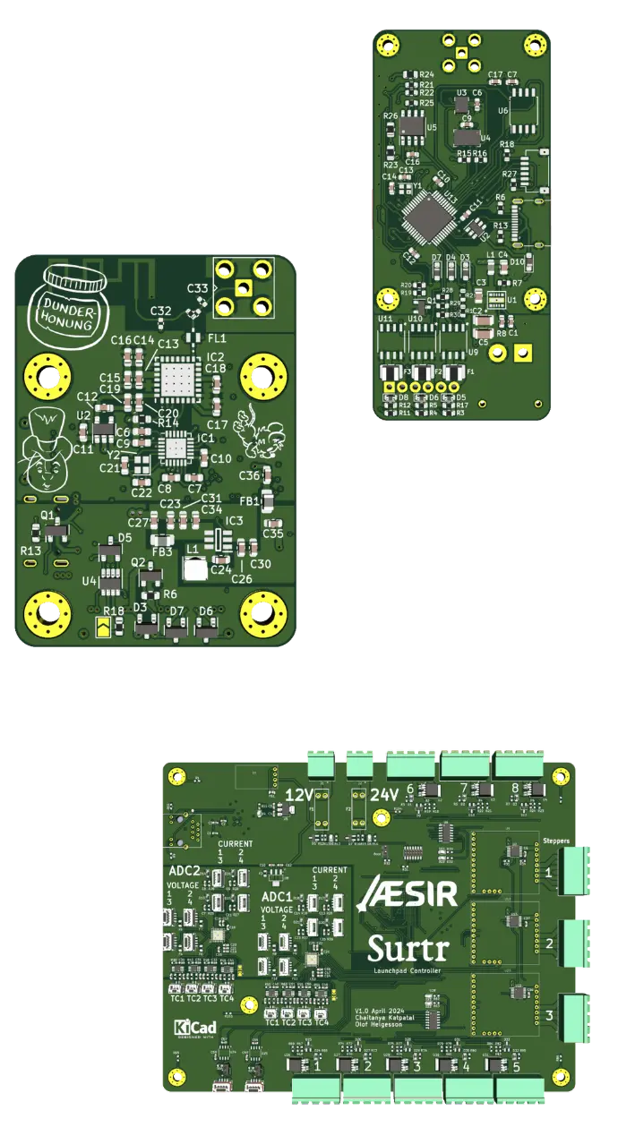 Circuitboards used by the Freyja student rocket project